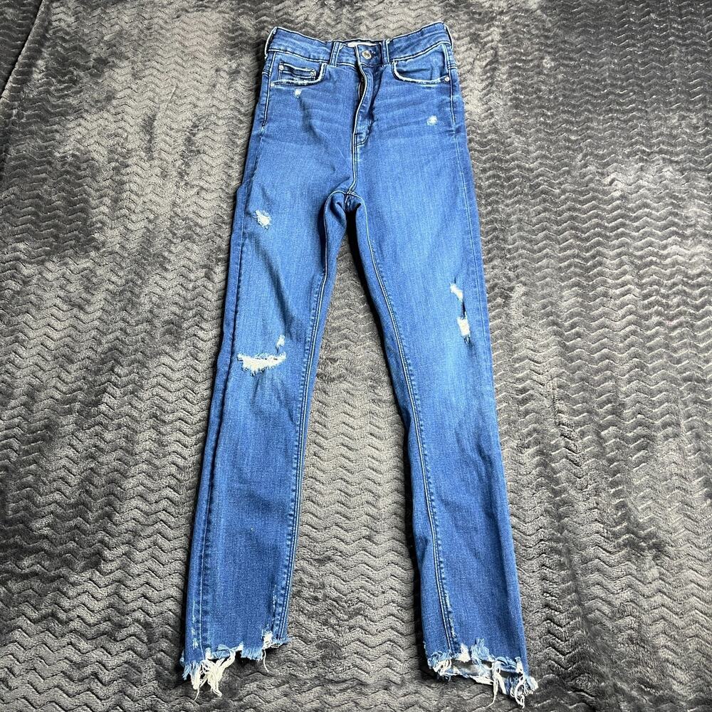Zara Woman Premium Denim Collection Distressed Jeans size 2